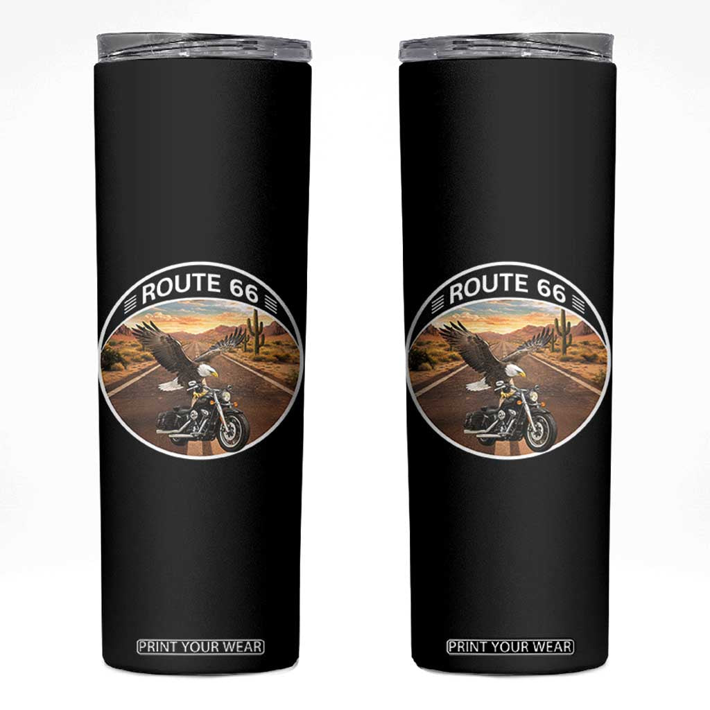 Route Highway 66 Motorcycle Eagle Skinny Tumbler Americana Adventure TS12 Black Print Your Wear