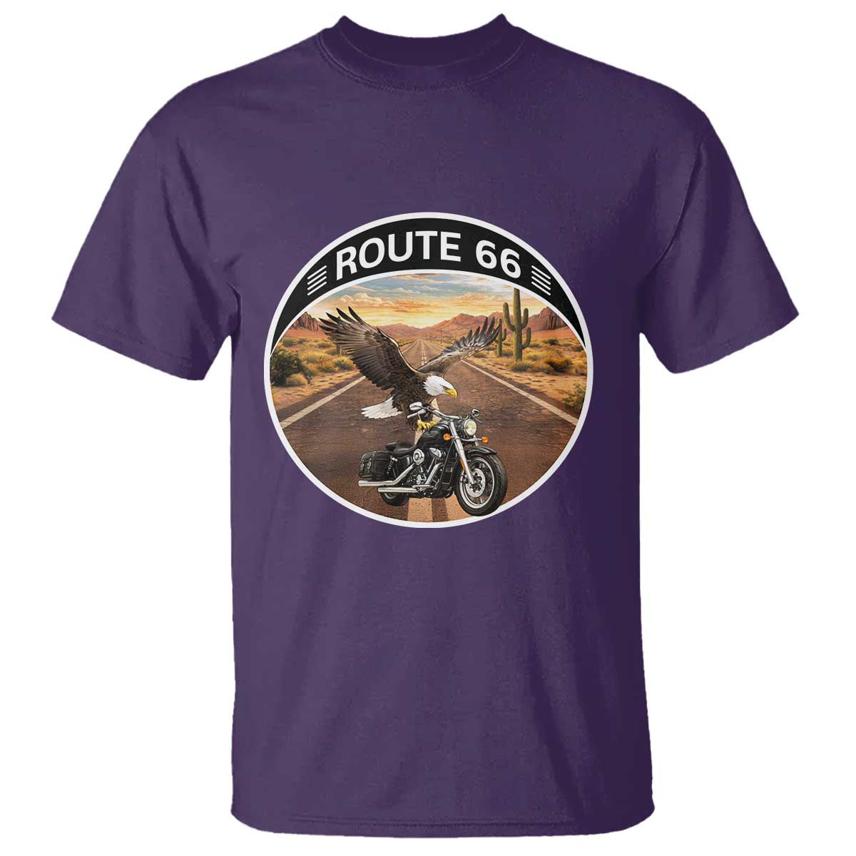 Route Highway 66 Motorcycle Eagle T Shirt Americana Adventure TS12 Purple Print Your Wear
