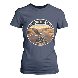 Route Highway 66 Motorcycle Eagle T Shirt For Women Americana Adventure TS12 Navy Print Your Wear