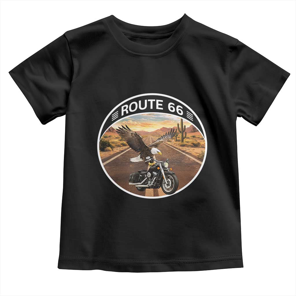 Route Highway 66 Motorcycle Eagle Toddler T Shirt Americana Adventure TS12 Black Print Your Wear