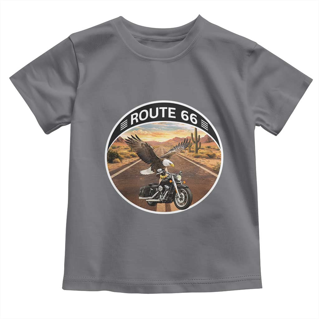 Route Highway 66 Motorcycle Eagle Toddler T Shirt Americana Adventure TS12 Charcoal Print Your Wear