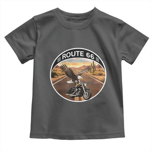 Route Highway 66 Motorcycle Eagle Toddler T Shirt Americana Adventure TS12 Dark Heather Print Your Wear