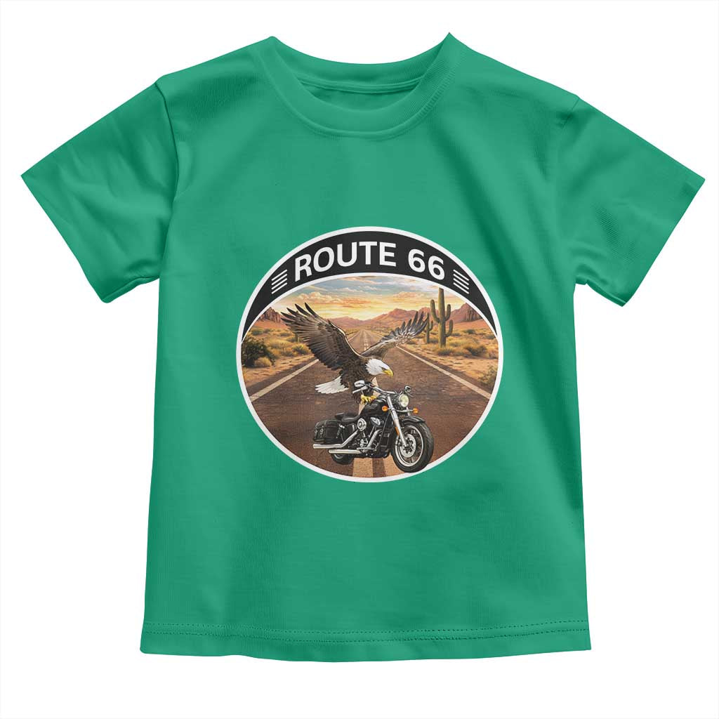Route Highway 66 Motorcycle Eagle Toddler T Shirt Americana Adventure TS12 Irish Green Print Your Wear
