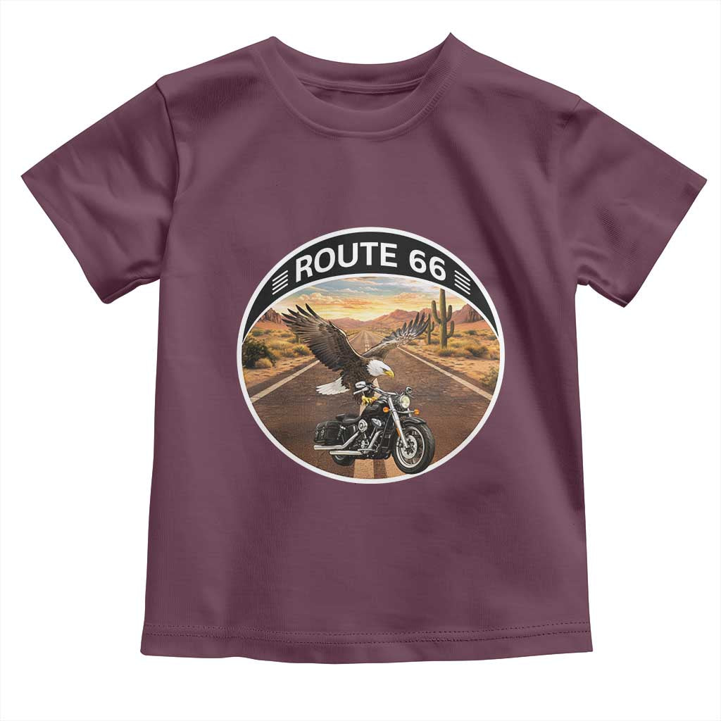 Route Highway 66 Motorcycle Eagle Toddler T Shirt Americana Adventure TS12 Maroon Print Your Wear