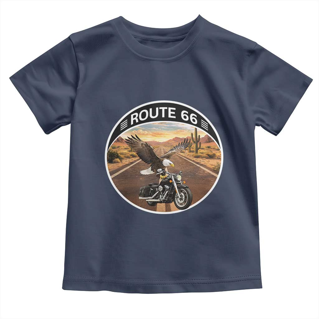 Route Highway 66 Motorcycle Eagle Toddler T Shirt Americana Adventure TS12 Navy Print Your Wear