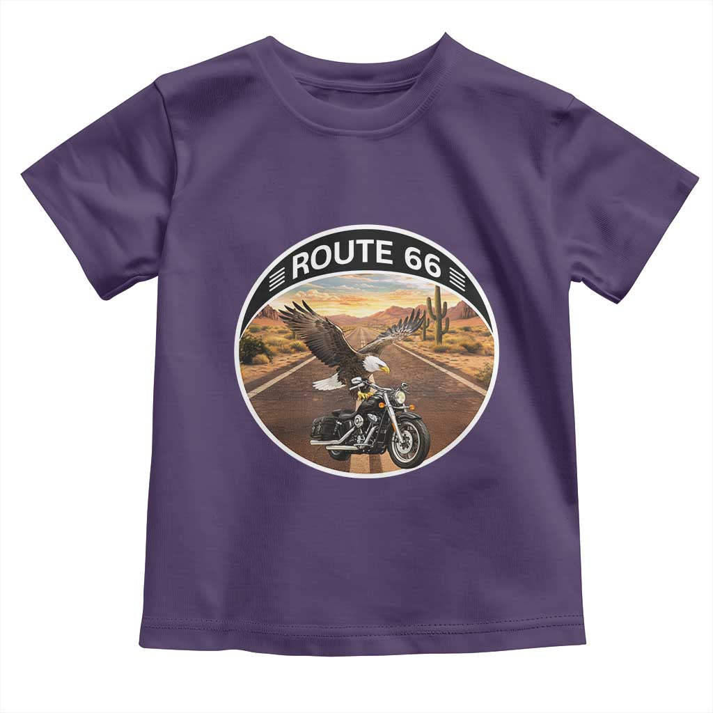 Route Highway 66 Motorcycle Eagle Toddler T Shirt Americana Adventure TS12 Purple Print Your Wear