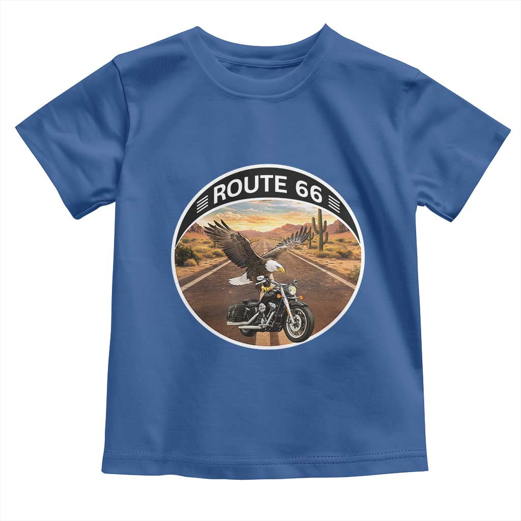 Route Highway 66 Motorcycle Eagle Toddler T Shirt Americana Adventure TS12 Royal Blue Print Your Wear