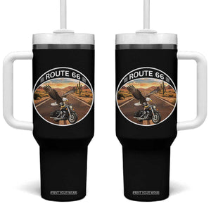 Route Highway 66 Motorcycle Eagle Tumbler With Handle Americana Adventure TS12 One Size: 40 oz Black Print Your Wear