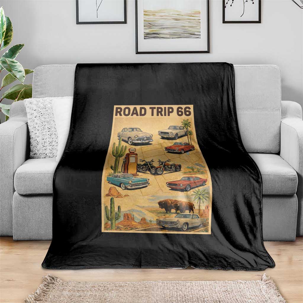 Vintage Route Highway 66 Road Trip Poster Throw Blanket Open Road Adventure TS12 Print Your Wear