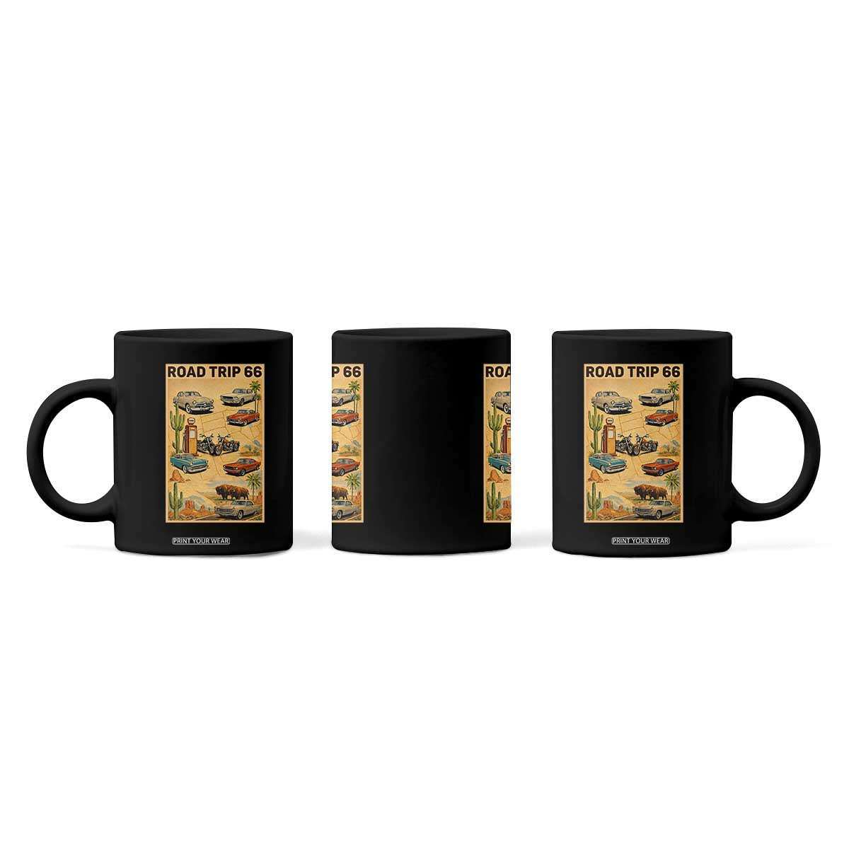 Vintage Route Highway 66 Road Trip Poster Coffee Mug Open Road Adventure TS12 Print Your Wear