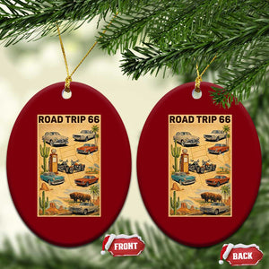 Vintage Route Highway 66 Road Trip Poster Ceramic Ornament Open Road Adventure TS12 Print Your Wear