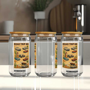 Vintage Route Highway 66 Road Trip Poster Glass Can Open Road Adventure TS12 Print Your Wear
