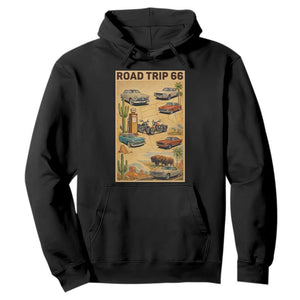 Vintage Route Highway 66 Road Trip Poster Hoodie Open Road Adventure TS12 Black Print Your Wear