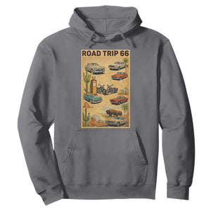 Vintage Route Highway 66 Road Trip Poster Hoodie Open Road Adventure TS12 Charcoal Print Your Wear