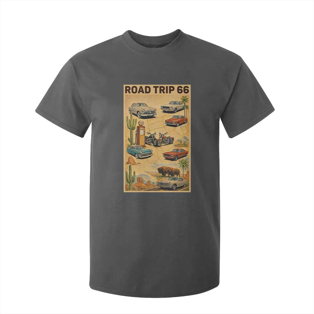 Vintage Route Highway 66 Road Trip Poster T Shirt For Kid Open Road Adventure TS12 Dark Heather Print Your Wear