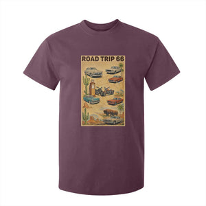 Vintage Route Highway 66 Road Trip Poster T Shirt For Kid Open Road Adventure TS12 Maroon Print Your Wear