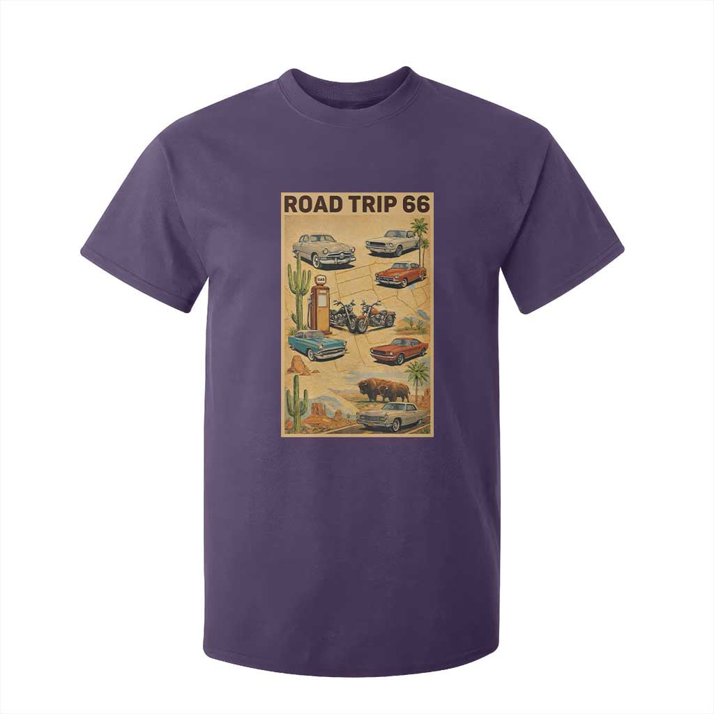 Vintage Route Highway 66 Road Trip Poster T Shirt For Kid Open Road Adventure TS12 Purple Print Your Wear