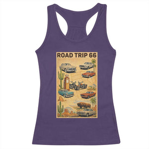 Vintage Route Highway 66 Road Trip Poster Racerback Tank Top Open Road Adventure TS12 Purple Print Your Wear