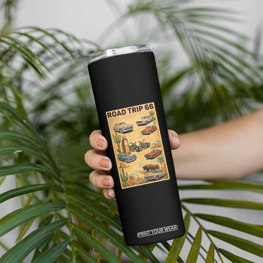 Vintage Route Highway 66 Road Trip Poster Skinny Tumbler Open Road Adventure TS12 Print Your Wear