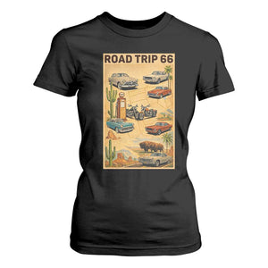Vintage Route Highway 66 Road Trip Poster T Shirt For Women Open Road Adventure TS12 Black Print Your Wear