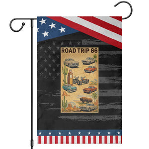 Vintage Route Highway 66 Road Trip Poster Garden Flag Open Road Adventure TS12 Distressed Black Blue Print Your Wear