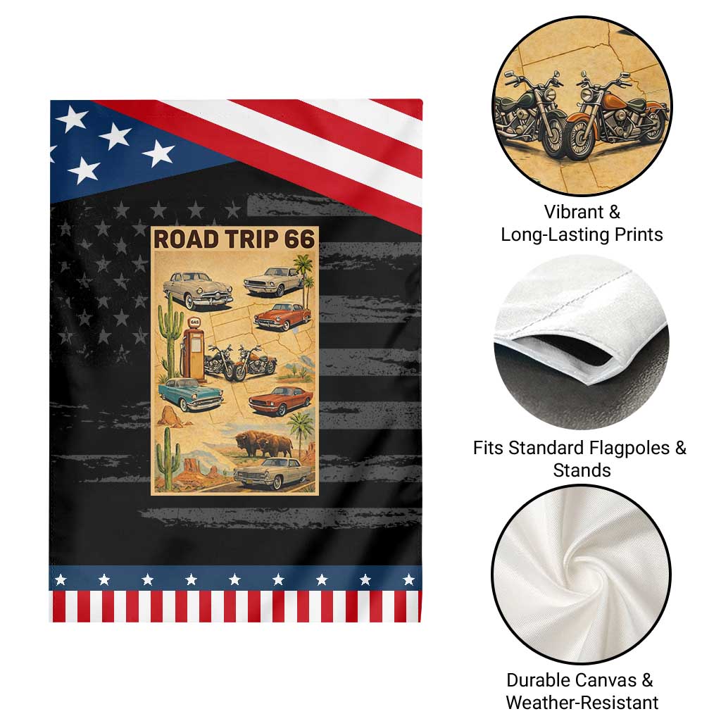 Vintage Route Highway 66 Road Trip Poster Garden Flag Open Road Adventure TS12 Print Your Wear