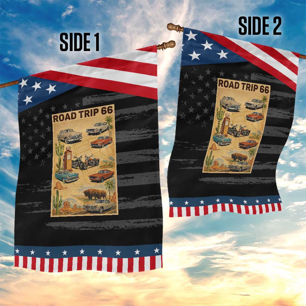 Vintage Route Highway 66 Road Trip Poster Garden Flag Open Road Adventure TS12 Print Your Wear