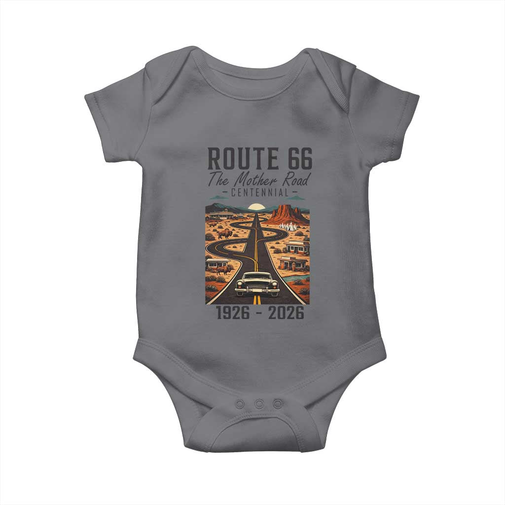 Route Highway 66 Mother Road Baby Onesie Vintage Distressed Road Trip Adventure TS12 Charcoal Print Your Wear
