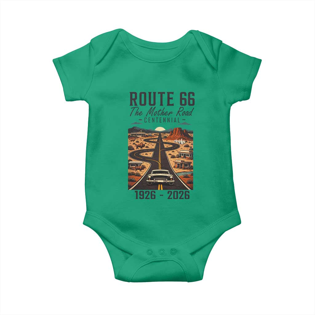 Route Highway 66 Mother Road Baby Onesie Vintage Distressed Road Trip Adventure TS12 Irish Green Print Your Wear