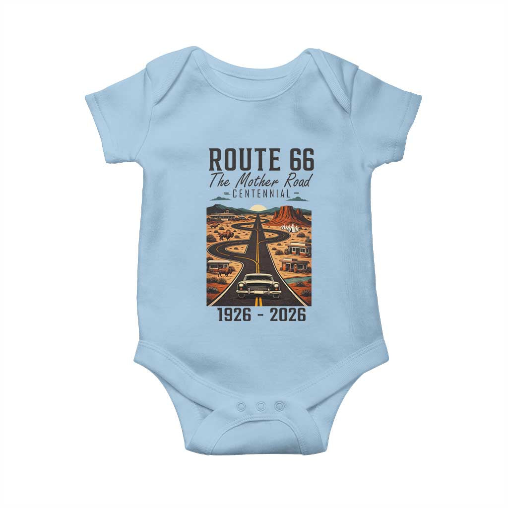 Route Highway 66 Mother Road Baby Onesie Vintage Distressed Road Trip Adventure TS12 Light Blue Print Your Wear