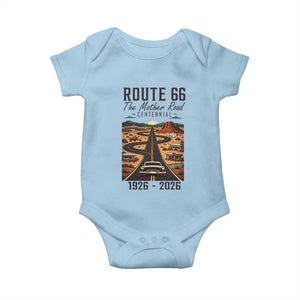 Route Highway 66 Mother Road Baby Onesie Vintage Distressed Road Trip Adventure TS12 Light Blue Print Your Wear