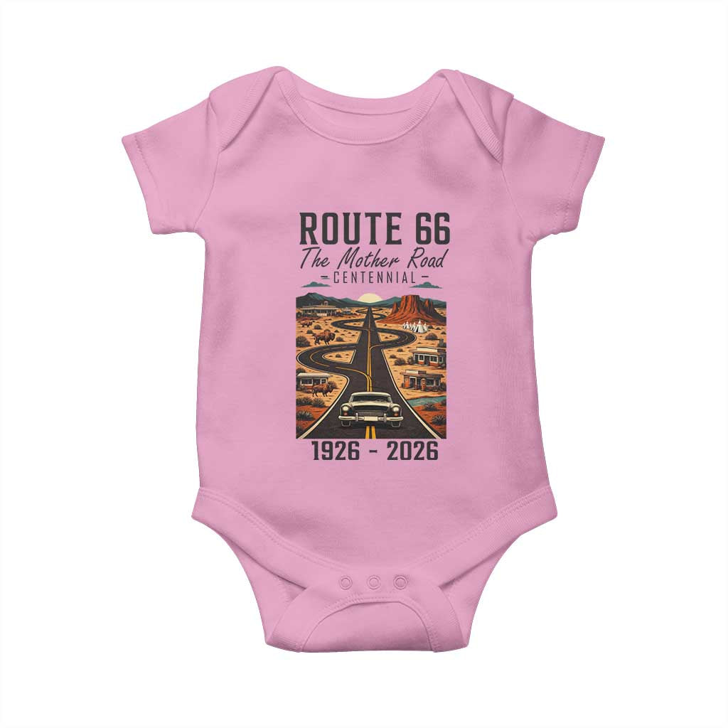 Route Highway 66 Mother Road Baby Onesie Vintage Distressed Road Trip Adventure TS12 Light Pink Print Your Wear