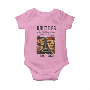 Route Highway 66 Mother Road Baby Onesie Vintage Distressed Road Trip Adventure TS12 Light Pink Print Your Wear