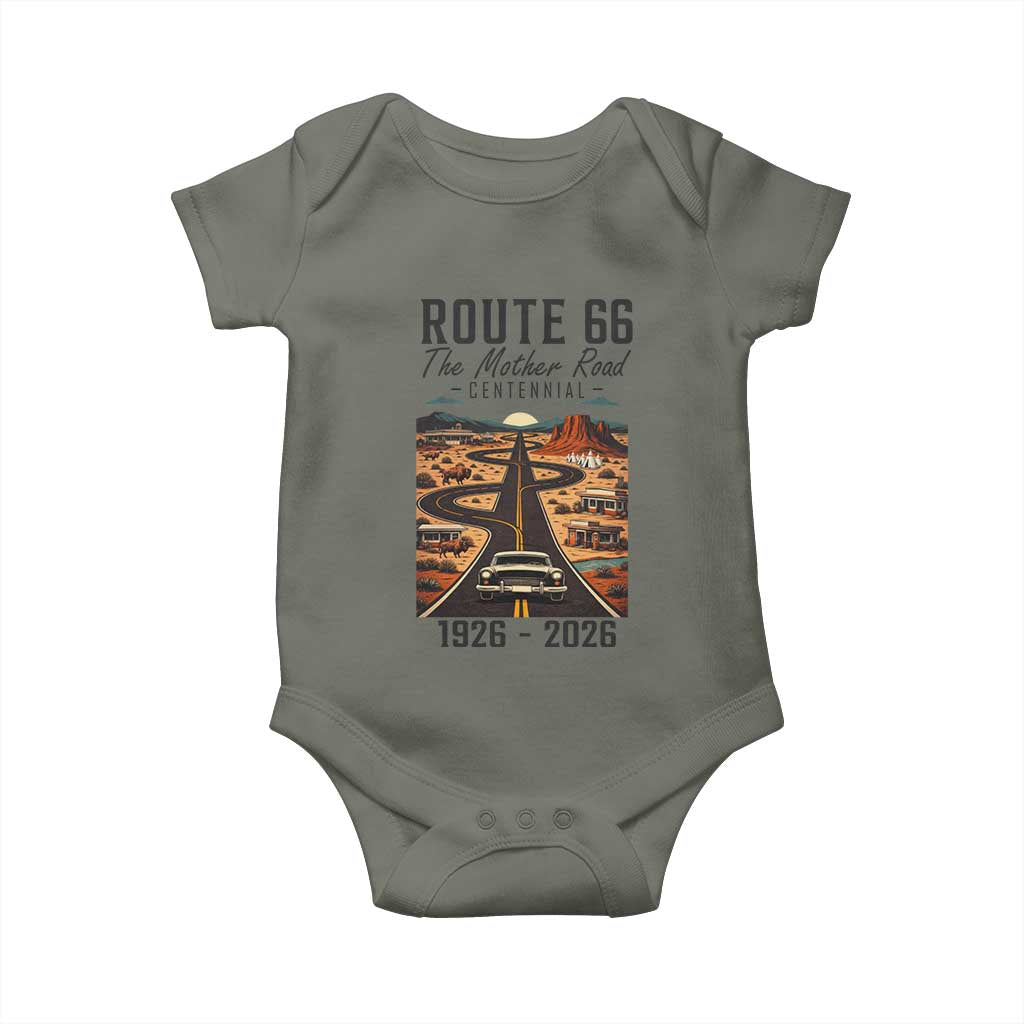 Route Highway 66 Mother Road Baby Onesie Vintage Distressed Road Trip Adventure TS12 Military Green Print Your Wear