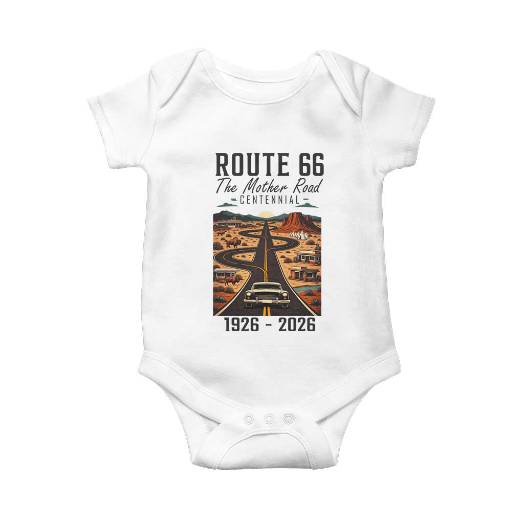 Route Highway 66 Mother Road Baby Onesie Vintage Distressed Road Trip Adventure TS12 White Print Your Wear