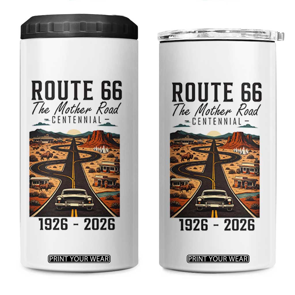 Route Highway 66 Mother Road 4 in 1 Can Cooler Tumbler Vintage Distressed Road Trip Adventure TS12 One Size: 16 oz White Print Your Wear