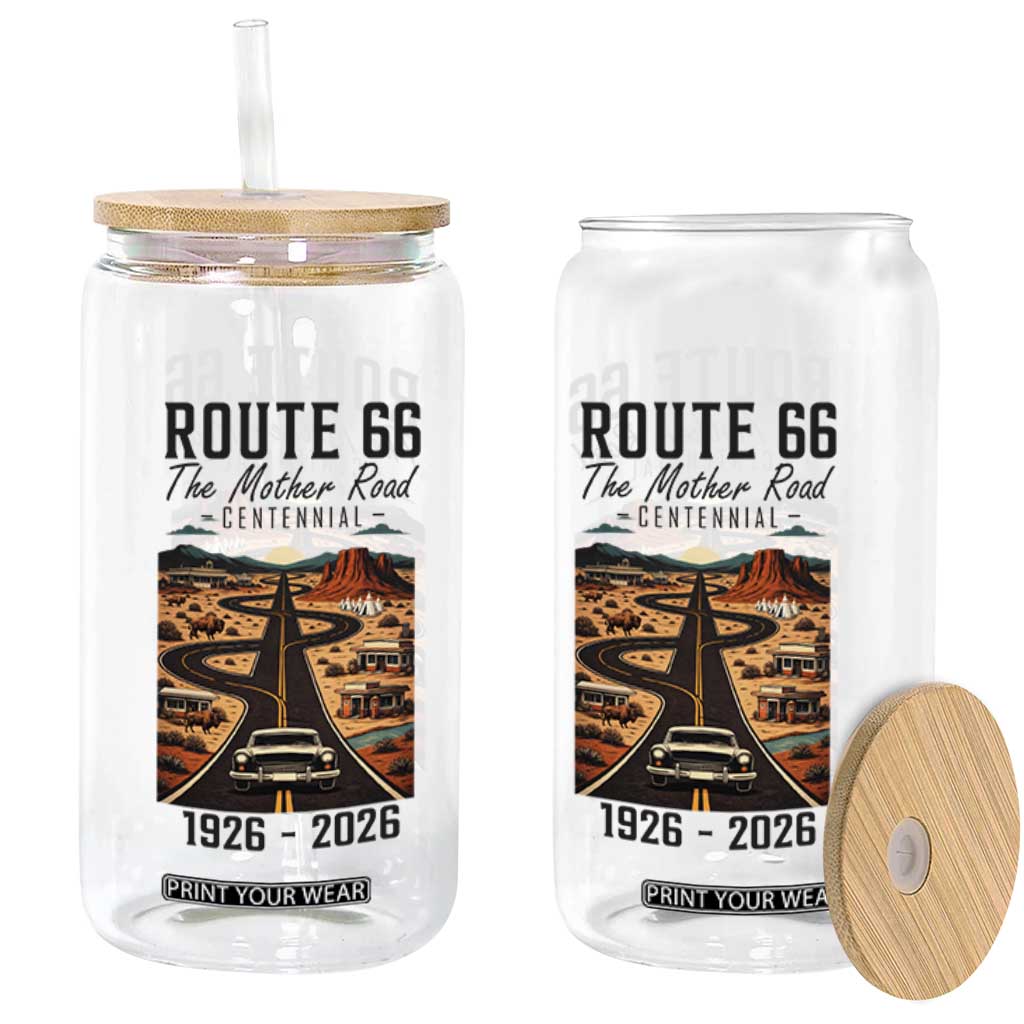 Route Highway 66 Mother Road Glass Can Vintage Distressed Road Trip Adventure TS12 Print Your Wear