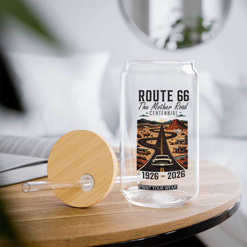 Route Highway 66 Mother Road Glass Can Vintage Distressed Road Trip Adventure TS12 Print Your Wear