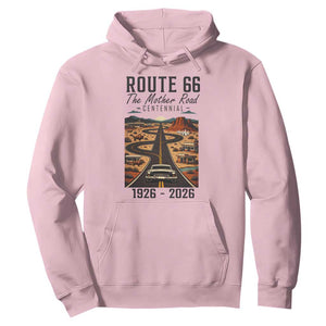 Route Highway 66 Mother Road Hoodie Vintage Distressed Road Trip Adventure TS12 Light Pink Print Your Wear