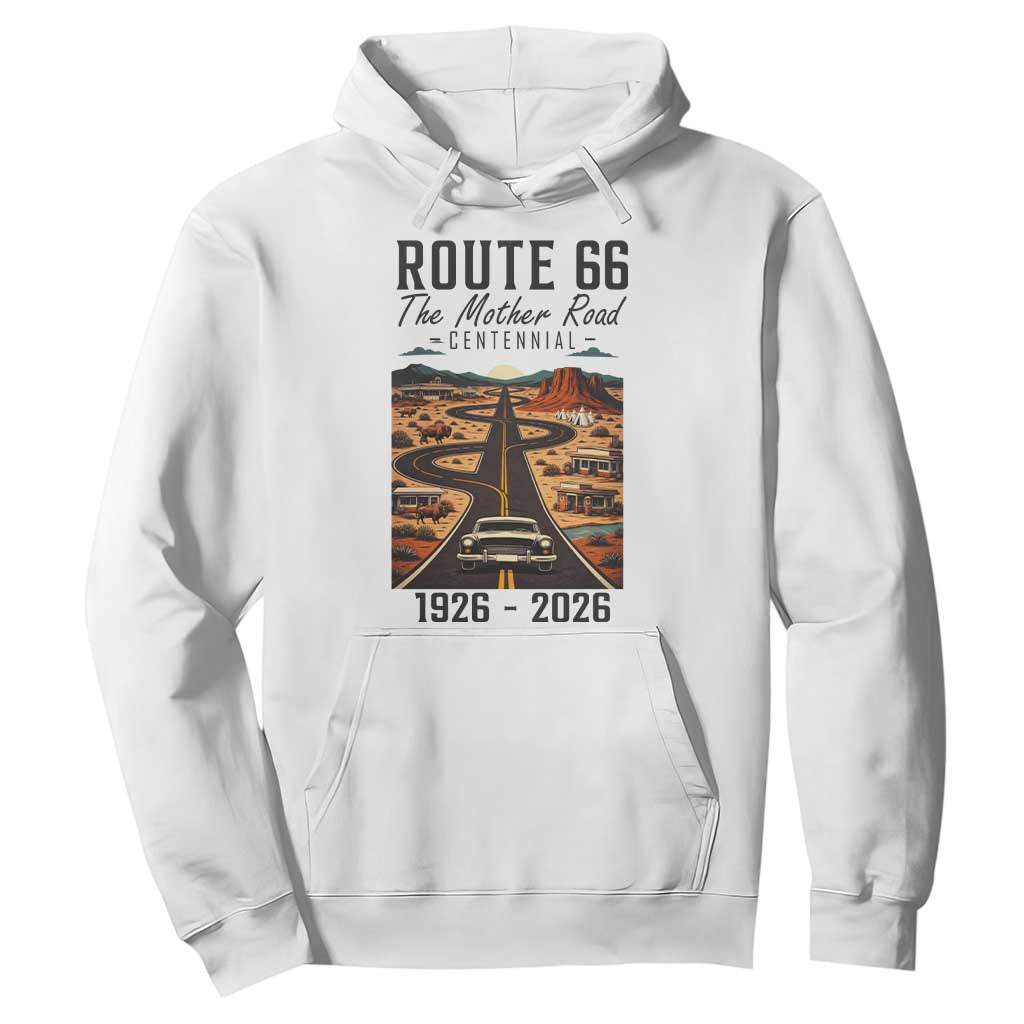Route Highway 66 Mother Road Hoodie Vintage Distressed Road Trip Adventure TS12 White Print Your Wear
