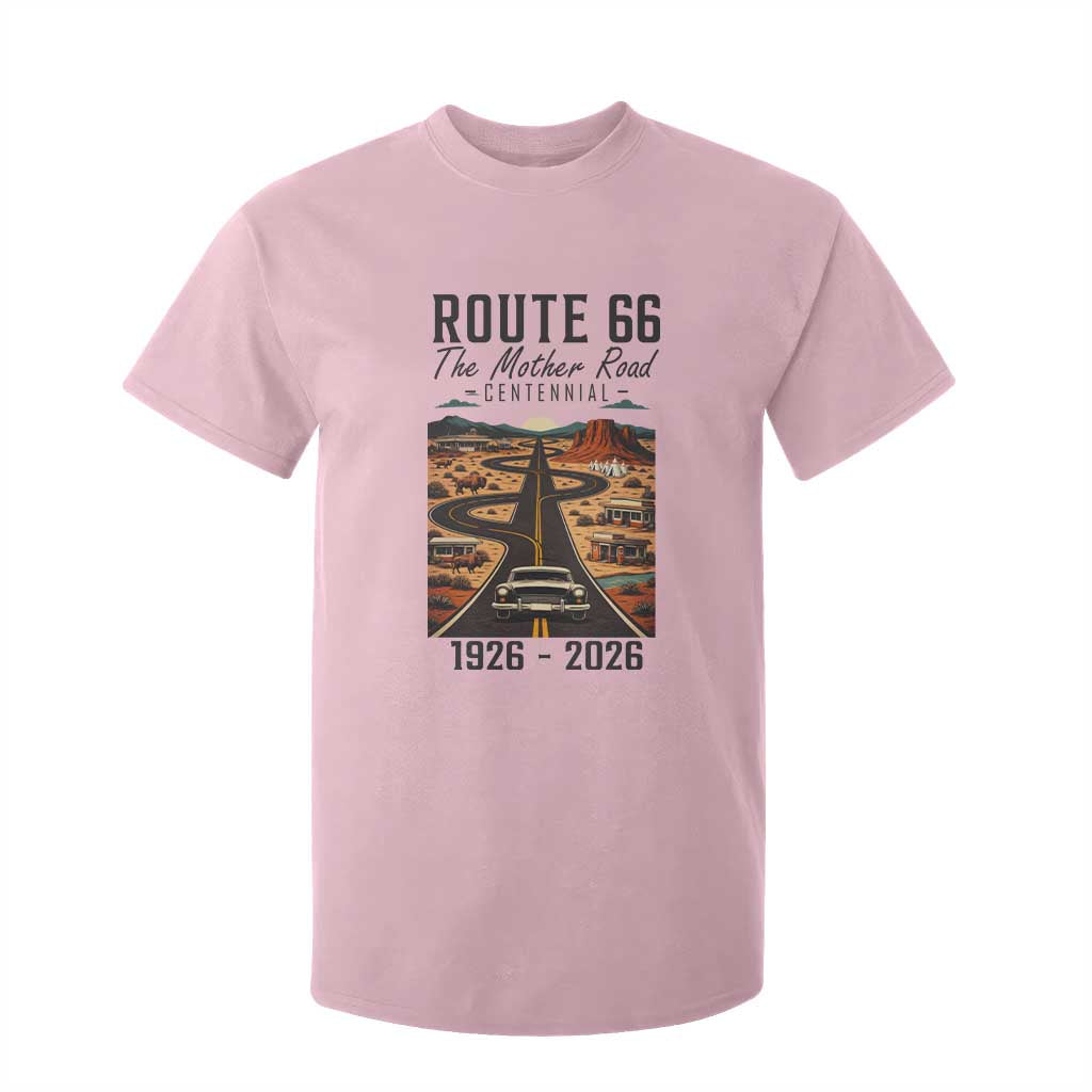 Route Highway 66 Mother Road T Shirt For Kid Vintage Distressed Road Trip Adventure TS12 Light Pink Print Your Wear