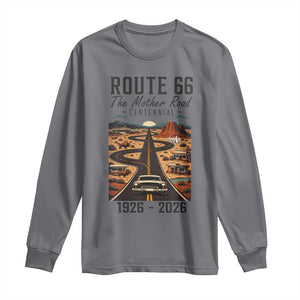 Route Highway 66 Mother Road Long Sleeve Shirt Vintage Distressed Road Trip Adventure TS12 Charcoal Print Your Wear