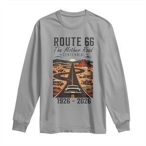Route Highway 66 Mother Road Long Sleeve Shirt Vintage Distressed Road Trip Adventure TS12 Sport Gray Print Your Wear