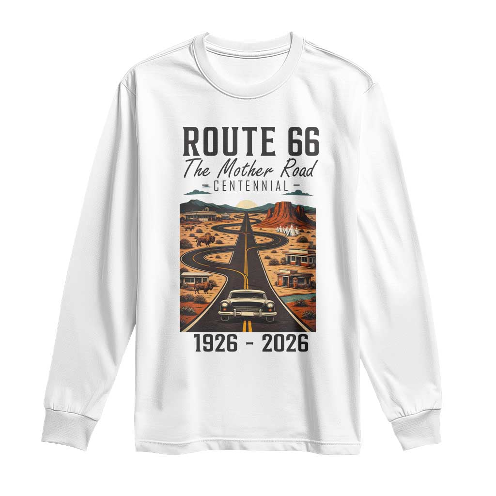 Route Highway 66 Mother Road Long Sleeve Shirt Vintage Distressed Road Trip Adventure TS12 White Print Your Wear