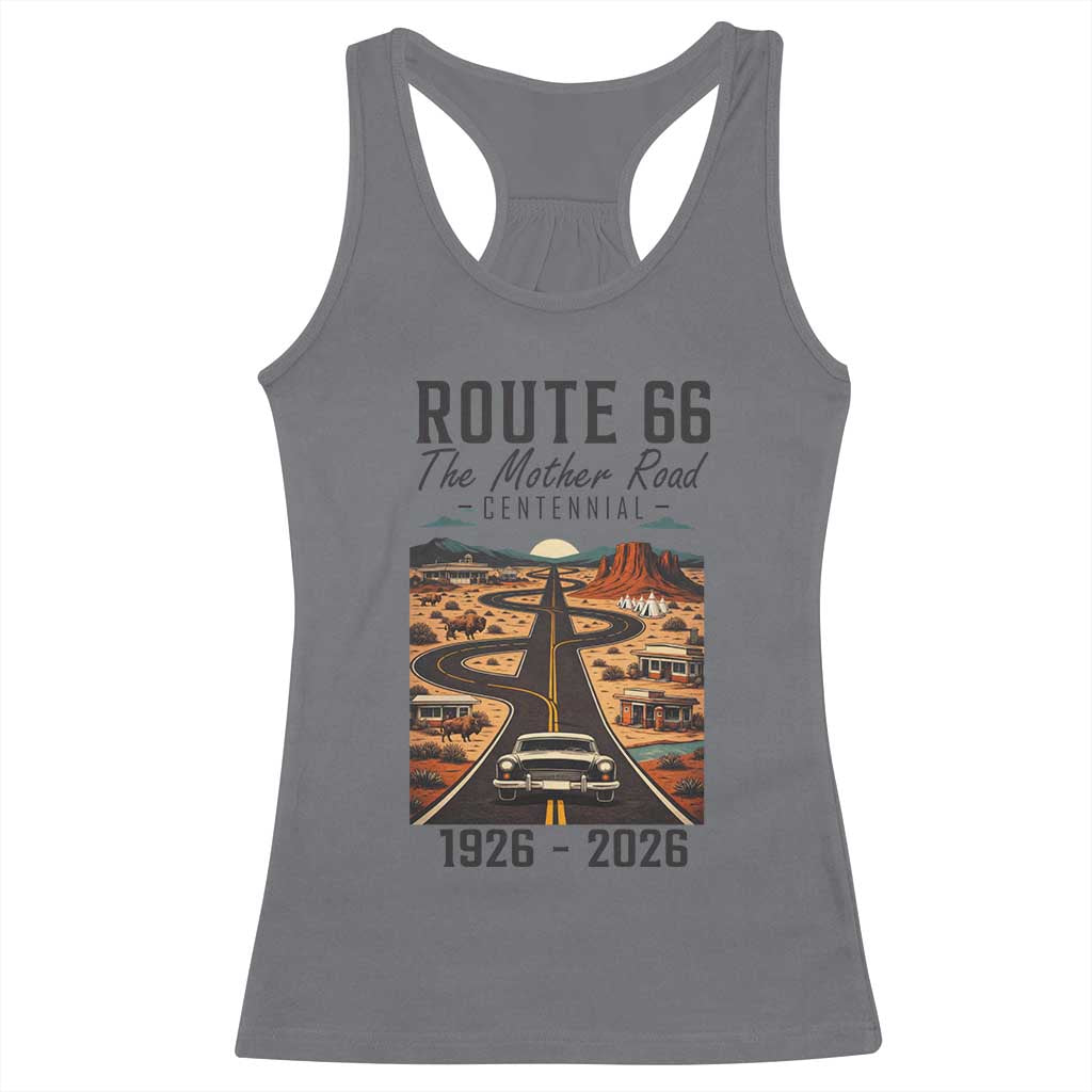 Route Highway 66 Mother Road Racerback Tank Top Vintage Distressed Road Trip Adventure TS12 Charcoal Print Your Wear