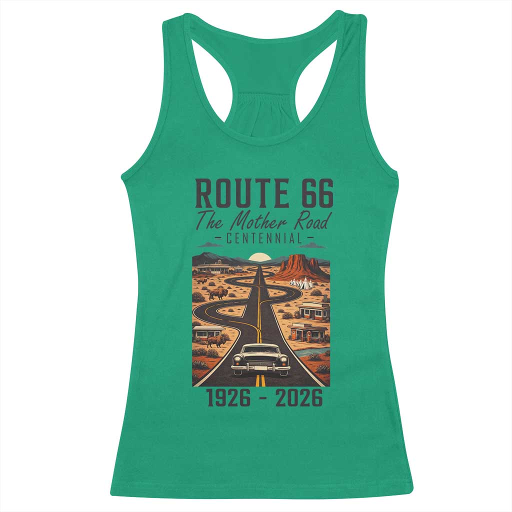 Route Highway 66 Mother Road Racerback Tank Top Vintage Distressed Road Trip Adventure TS12 Irish Green Print Your Wear