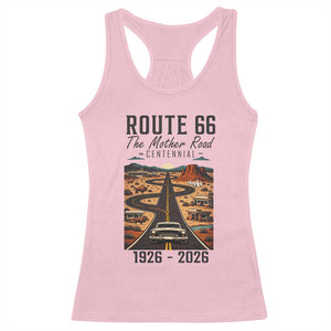 Route Highway 66 Mother Road Racerback Tank Top Vintage Distressed Road Trip Adventure TS12 Light Pink Print Your Wear