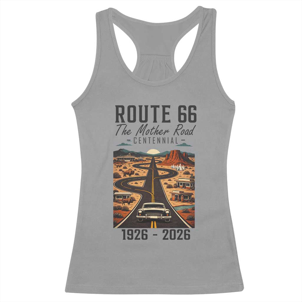Route Highway 66 Mother Road Racerback Tank Top Vintage Distressed Road Trip Adventure TS12 Sport Gray Print Your Wear