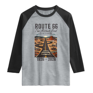 Route Highway 66 Mother Road Raglan Shirt Vintage Distressed Road Trip Adventure TS12 Heather Gray Black Print Your Wear