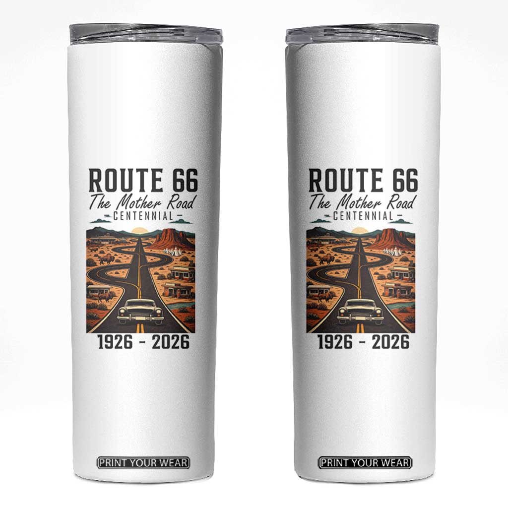 Route Highway 66 Mother Road Skinny Tumbler Vintage Distressed Road Trip Adventure TS12 White Print Your Wear